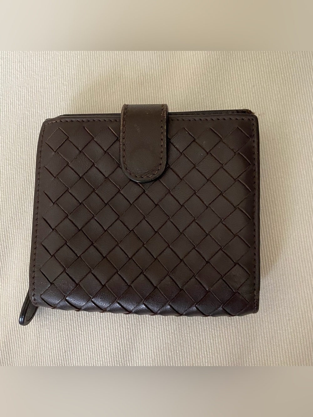 Bottega Veneta Brown Intrecciato Leather Compact Wallet
